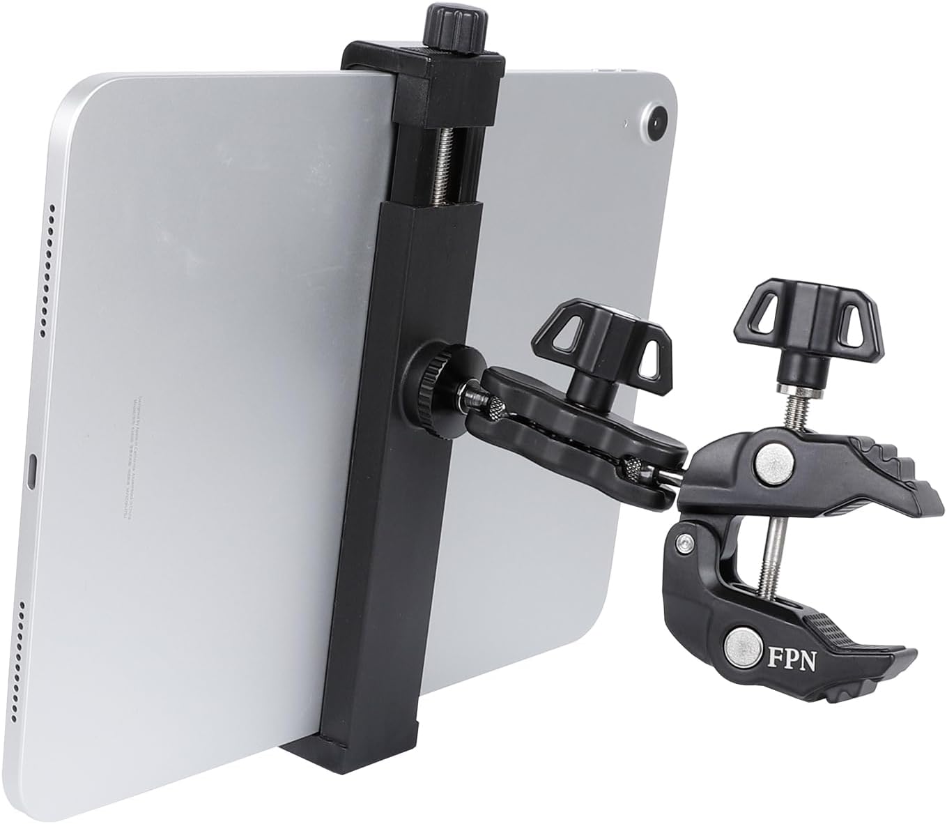 Aluminium Tablet Holder Mount for Spin Bike, iPad Mount Handlebar Clamp for Stroller, Golf Cart, Wheelchair, Scooter, Spin Bike, Music Mic Stand, Compatible with 6.5-12.9" Tablets