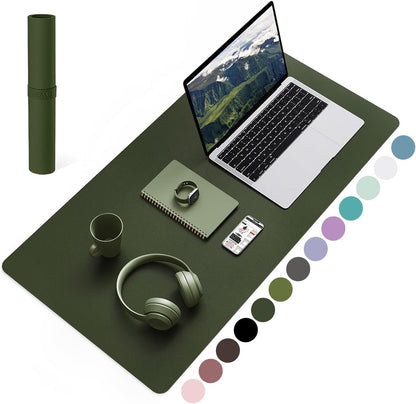 YSAGi Non-Slip Leather Desk Pad, Waterproof Laptop Computer Desk Keyboard Mat, Table Protector Blotter Mat, Large Mouse Pad for Office/Work/Home/Decor(Olive Green, 31.5" x 15.7")
