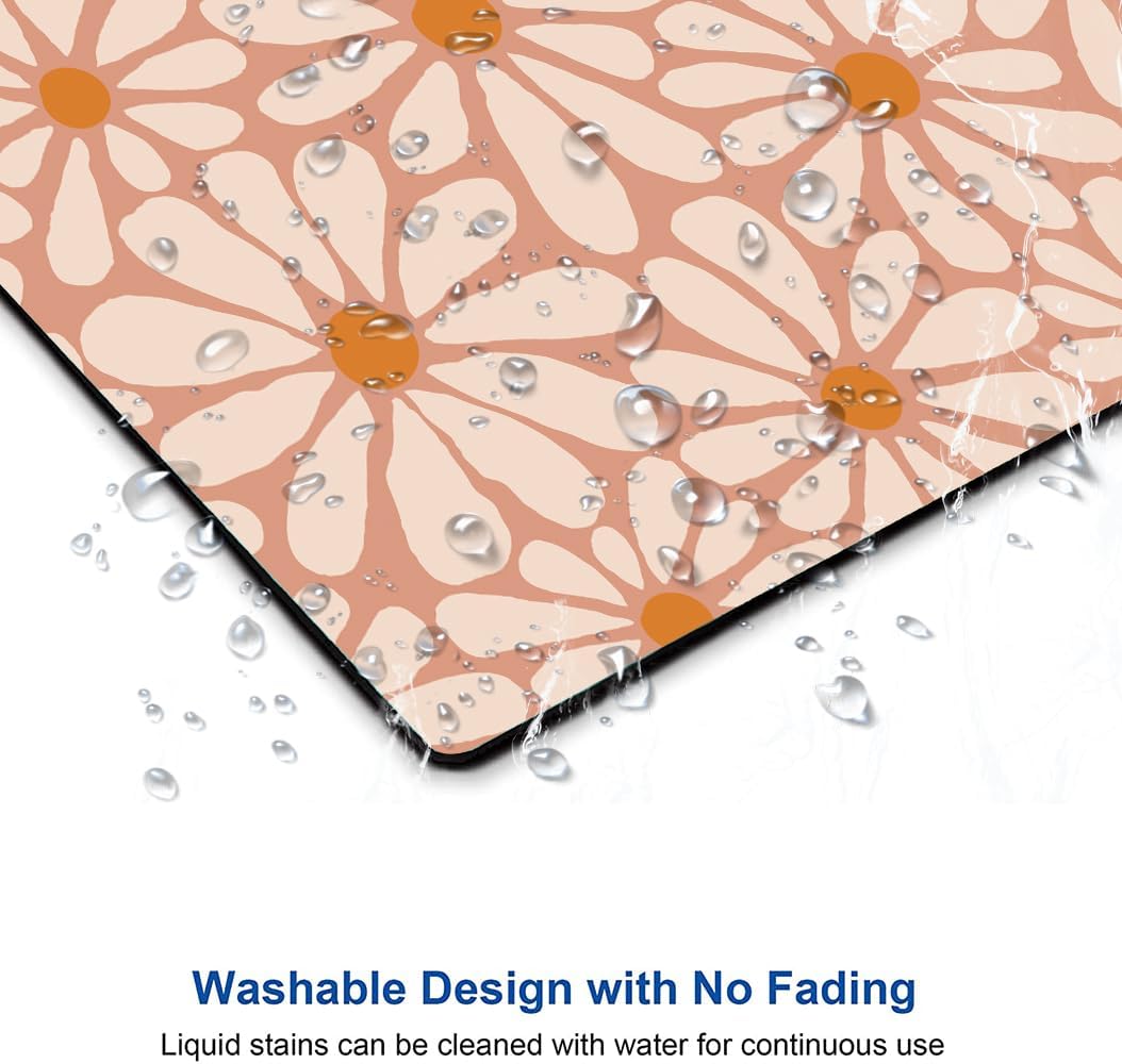 Mouse Pad, Premium-Textured Mouse Mat, Non-Slip Rubber Base Mousepad for Laptop, Computer & PC,9.5×7.9 in,Beautiful Orange Floral