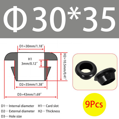 Qrity 9 PCS Rubber Grommets Cable Railing, Car Grommet, Cable Railing Protective Sleeves for Metal Posts, ID 30mm Mount Dia 35mm
