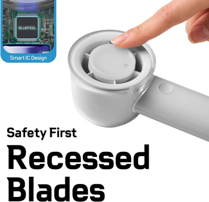 Bluefeel Portable Handheld Turbo Fan, 5-Speed Mini Personal Fan with Adjustable Turbo Mode, 16H Max Cooling Time, and 3000mAh USB Rechargeable Battery for Travel/Outdoor/Home/Office (Soda White)