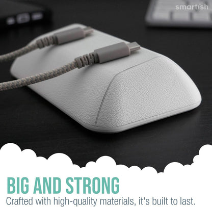 Smartish® Magnetic Cord Holder - Bigger Cable Wrangler Organizer with Magnet Clips for Charger Management on Desktop, Nightstand, or Side Table - Holds 6+ Cables - Snow Day White