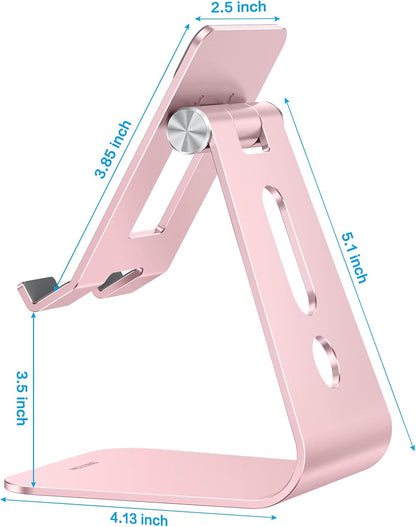 OMOTON Adjustable Tablet Stand for Desk, Upgraded Longer Arms for Greater Stability, T2 Tablet Holder with Hollow Design for Bigger Sized Phones and Tablets Such as iPad Pro/Air/Mini, Rose Gold