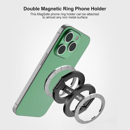 Magnetic Ring Phone Holder for iPhone 16,Double Ring Adjustable Cell Phone Stand,Magnetic Phone Holder 360° Rotation Portable Mount for iPhone 15 14 13 12 Pro Max,Mag/Safe Case,Gym,Golf Cart