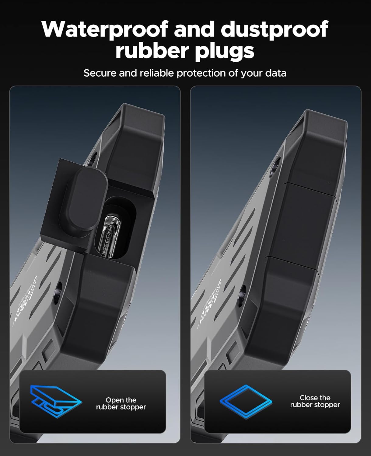 ORICO 1TB External SSD Up to 2000MB/s, Interface Extra Protection, Waterproof and Dust-Proof, Rugged and Reliable Outdoor Portable Solid State Drives for Action Camera, Smartphone, Laptop - O20