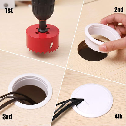 TuTuYa 8PCS Desk Grommet, Desk Grommet 50mm(2Inch) Desk Cable Grommet Desk Cable Hole Covers with Hole Saw, Ideal Solution for Office and Home Table Cable (White, 2Inch_50mm)