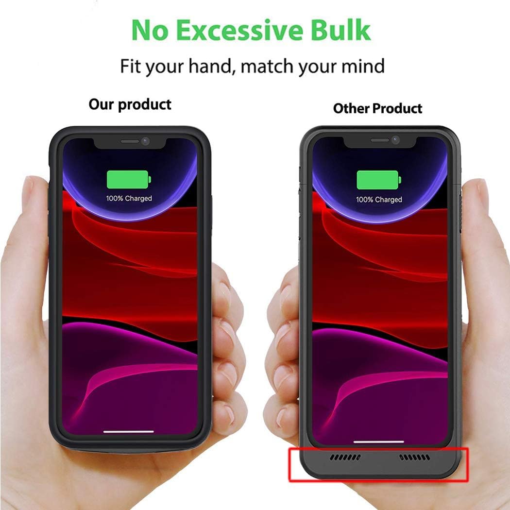 Battery Case for iPhone 11, 7000mAh Slim Portable Rechargeable Smart Protective Pack Cover Power Bank Charging Case Compatible with iPhone 11 (6.1 inch) Extended Battery Charger Cover(Black)