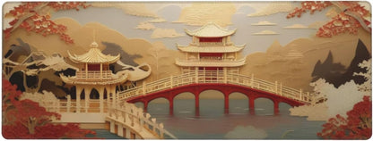 Gaming Mouse Pad, Large Non-Slip Rubber Base Mousepad, Keyboard Mouse Mat, Desk Pad with Stitched Edges, 31.5x11.8inch, Asia Palace