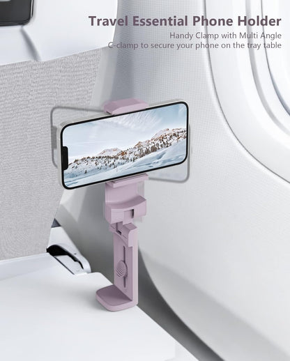Universal Handsfree Airplane Travel Essentials Phone Holder/ Mount for Flying with 360 Degree Rotation, MiiKARE Travel Must Haves Accessory Phone Stand for Desk,Table-Purple