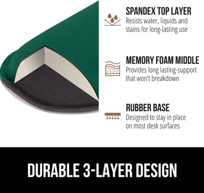 GORILLA GRIP Silky Gel Memory Foam Wrist Rest for Computer Keyboard, Mouse, Ergonomic Design for Typing Pain Relief, Desk Pads Support Hand, Arm, Mousepad Rests, Stain Resistant, 2 Piece, Hunter Green