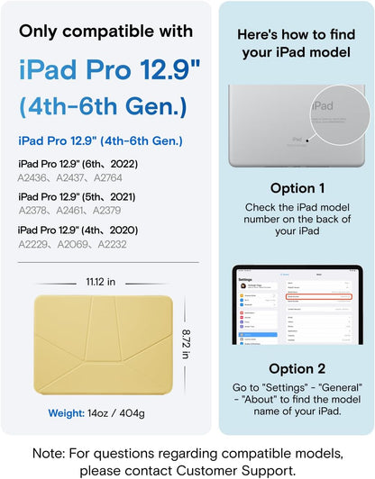 MOFT Dynamic Folio Case for iPad Pro 12.9 -inch (6th/5th/4th Generation, 2022/2021/2020), Silm Magnetic Stand Case with 20+ Viewing Angles, Auto Wake/Sleep, Ultra Thin, Panna Cotta x Faded Jeans