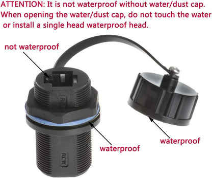 Panel Mounting Shielded RJ45 Waterproof Cat5/5e/6 8P8C Connector Ethernet LAN Cable Connector Double Head Coupler Adapter Female to Female with Waterproof/Dust Cap