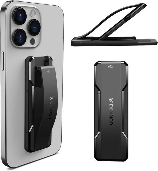 Dexnor New Upgrade Phone Grip, Phone Holder for Hand [2-in-1] Phone Strap with Kickstand Phone Finger Holder Compatible with Most iPhone Samsung Phone Case, Black