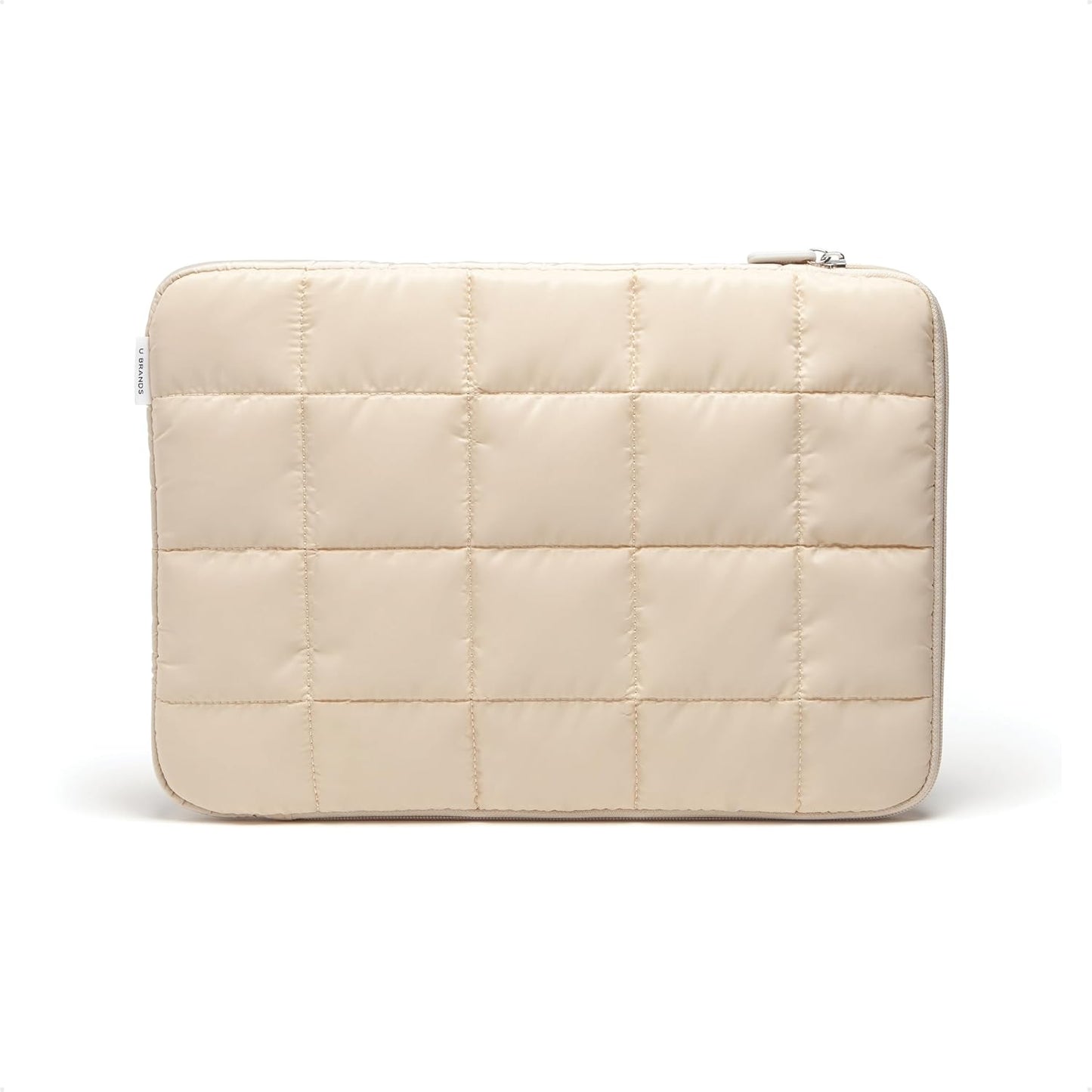 U Brands Nylon Puffer Large Laptop Case, 10.5" x 15", Computer Bag for MacBook Pro, MacBook Air, Chromebook, HP, Laptop Bag for Women, Sand Beige
