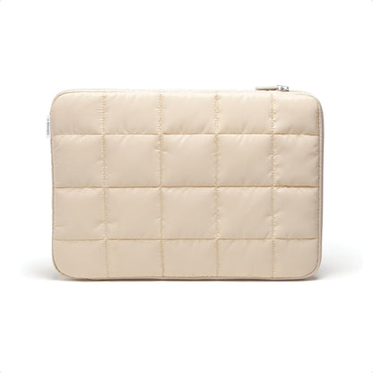 U Brands Nylon Puffer Large Laptop Case, 10.5" x 15", Computer Bag for MacBook Pro, MacBook Air, Chromebook, HP, Laptop Bag for Women, Sand Beige