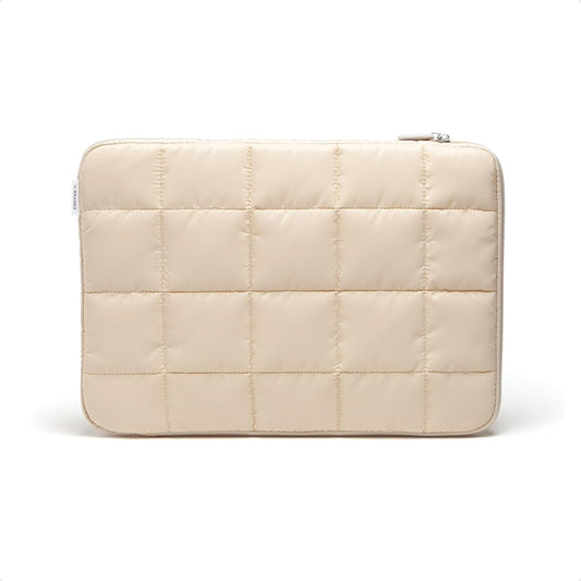 U Brands Nylon Puffer Large Laptop Case, 10.5" x 15", Computer Bag for MacBook Pro, MacBook Air, Chromebook, HP, Laptop Bag for Women, Sand Beige