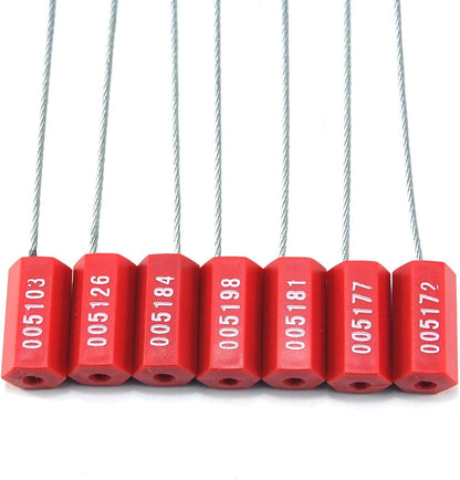 1000 Red Steel Cable Seals Metal Security Seals Tamper Resistant Seals Numbered Security Tags Safety Shipping Tags - Ties Self-Locking Padlocks for Containers Truck Trailer Tractor Cargo ISO 17712