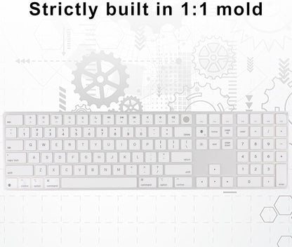 Allinside White Keyboard Cover for 2024 Mac Magic Keyboard with Touch ID and Numeric Keypad A3119 US Layout