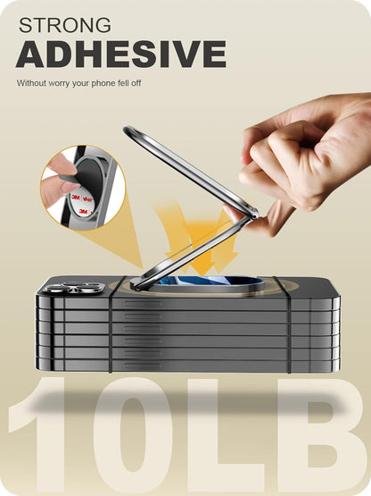 A-LuGei 𝗙𝗼𝗹𝗱𝗮𝗯𝗹𝗲 & 𝗔𝗱𝗷𝘂𝘀𝘁𝗮𝗯𝗹𝗲 Cell Phone Ring Holder Stand, Phone Kickstand for Desk, Cell Phone Holder for Hand, Ring for Back of iPhone, Metal Phone Grip for Magnetic Car Mount