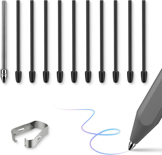 No Wore Out Titanium Alloy Replacement Fine Tips 1 Pcs & 10 Pcs Soft Felt Nibs Combo Set fit for Kindle Scribe Basic and Premium Pens Digital Pen, Smooth Ballpoint Note Taking Backup Nibs