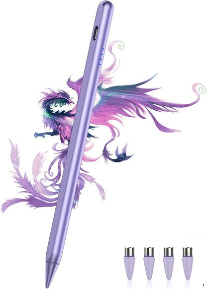 Stylus Pen for Android Tablet/Phone Pom Tips Fast Charge Stylus Pen for iPhone Magnetic Active Pencil Compatible with Samsung A9+, iPhone, Lenovo and Other Android Smartphone and Tablet Devices-Purple