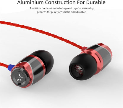 SoundMAGIC E10 Wired Earphones No Microphone HiFi Stereo Earbuds Noise Isolating in Ear Headphones Powerful Bass Tangle Free Cord Black Red