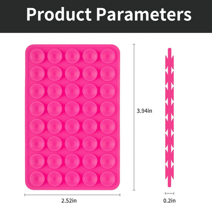 2 Pack Silicone Double-Sided Suction Grip – 40 Cups per Side, Strong Hold for iPhone, Galaxy, Pixel, Android – Hands-Free for Selfies & Videos (Rose Red)