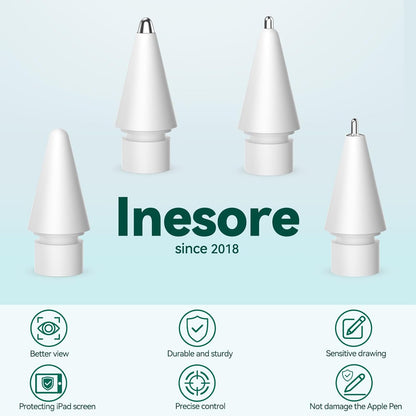 Inesore 4 Styles Replacement Tips for Apple Pencil Pro,Multiple Options Metal Durable Nibs Accessories for Apple Pencil Pro/2nd Generation/1st Gen/USB-C (4 Pack)