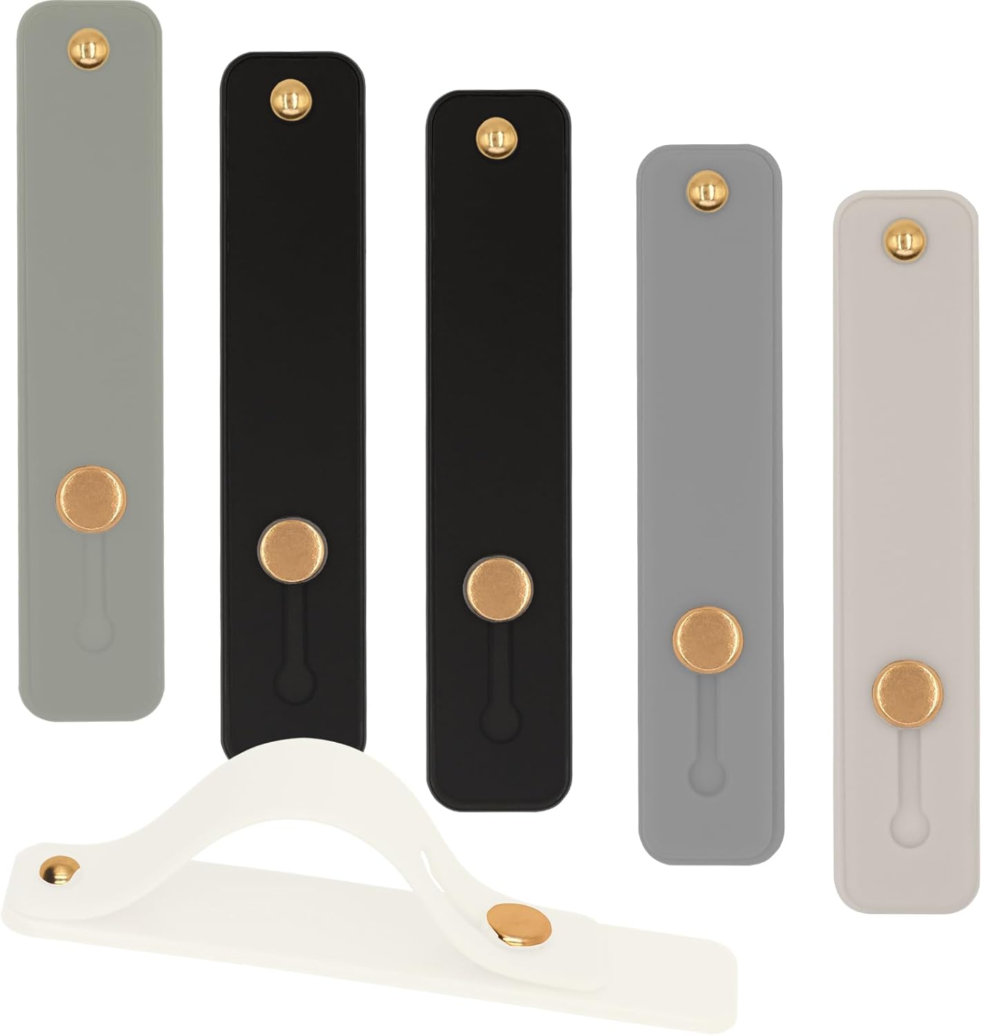 Phone Grips Strap Holder for Hand Grip, Adhesive Cellphone Case Accessories Sticky Gripper Handle Holders for Back of Phone with Finger Loop for Kindle, iPhone, iPad - 4 x Grey, Black, White