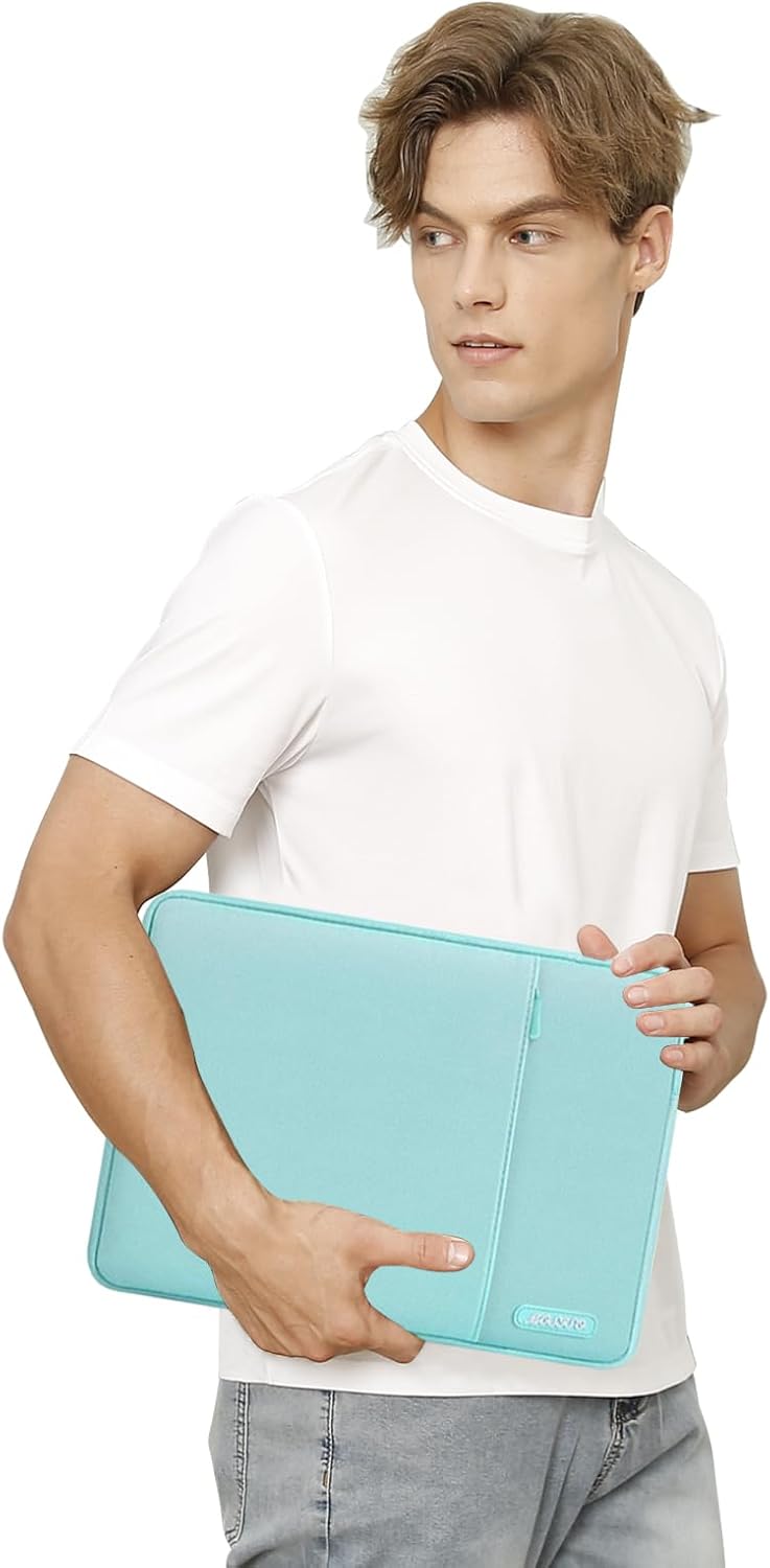 MOSISO Laptop Case 13 inch, 13 inch Laptop Sleeve Compatible with MacBook Air M4 M3 M2 M1 2025-2018 / Pro M2 M1 2025-2016, Polyester Vertical Computer Sleeve Bag with Pocket, Mint Blue