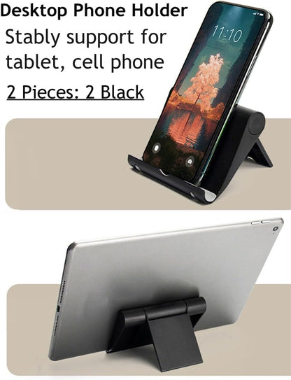 Adjustable Foldable Cell Phone Stand for Desk, Compatible with Most Smartphones and Tablets, Anti-Slip Rubber Base for Stability