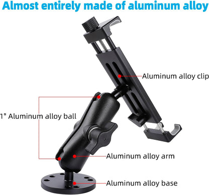 All-Aluminum Car Tablet Holder with Heavy Duty Drill Base, Compatible with iPad Pro Mini 4.7"-15" Samsung Galaxy Tab Tablets, Car Tablet Mount for Truck,Business ,Boat,Dashboard,Desk,Wall Mounting