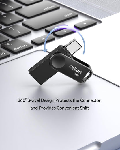 128GB 2-Pack USB C Flash Drive, Dual Drive USB 3.0 and Type C Thumb Drive Up to 110MB/s Read Metal Waterproof Portable for PC Laptop Tablet Android Smartphone iPhone 15 and More, Black