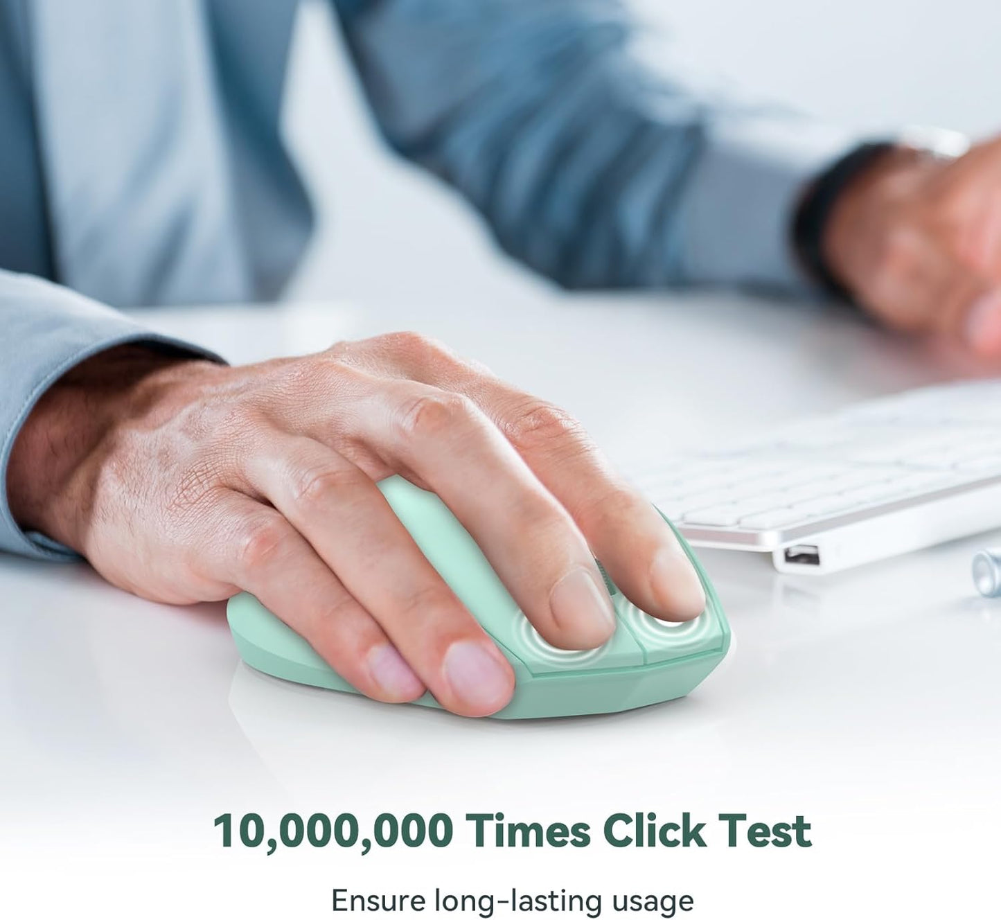 TECKNET Bluetooth Mouse, 4800 DPI Wireless Mouse, 2-Year Battery 6 Adjustable DPI, 6 Buttons Compatible with Laptop/Windows/Computer - Green