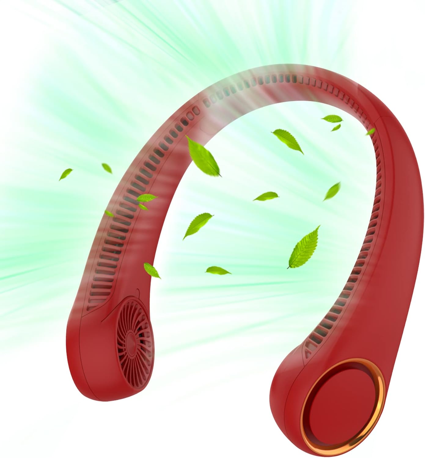 Portable Neck Fan, Hands Free Bladeless Fan, 360° Cooling Personal Fan,Wearable Quiet Fan for Outdoor Indoor, Birthday Gifts for Men Women Mom Dad, 4000mAh Battery USB Rechargeable, 3-Speeds (Red)