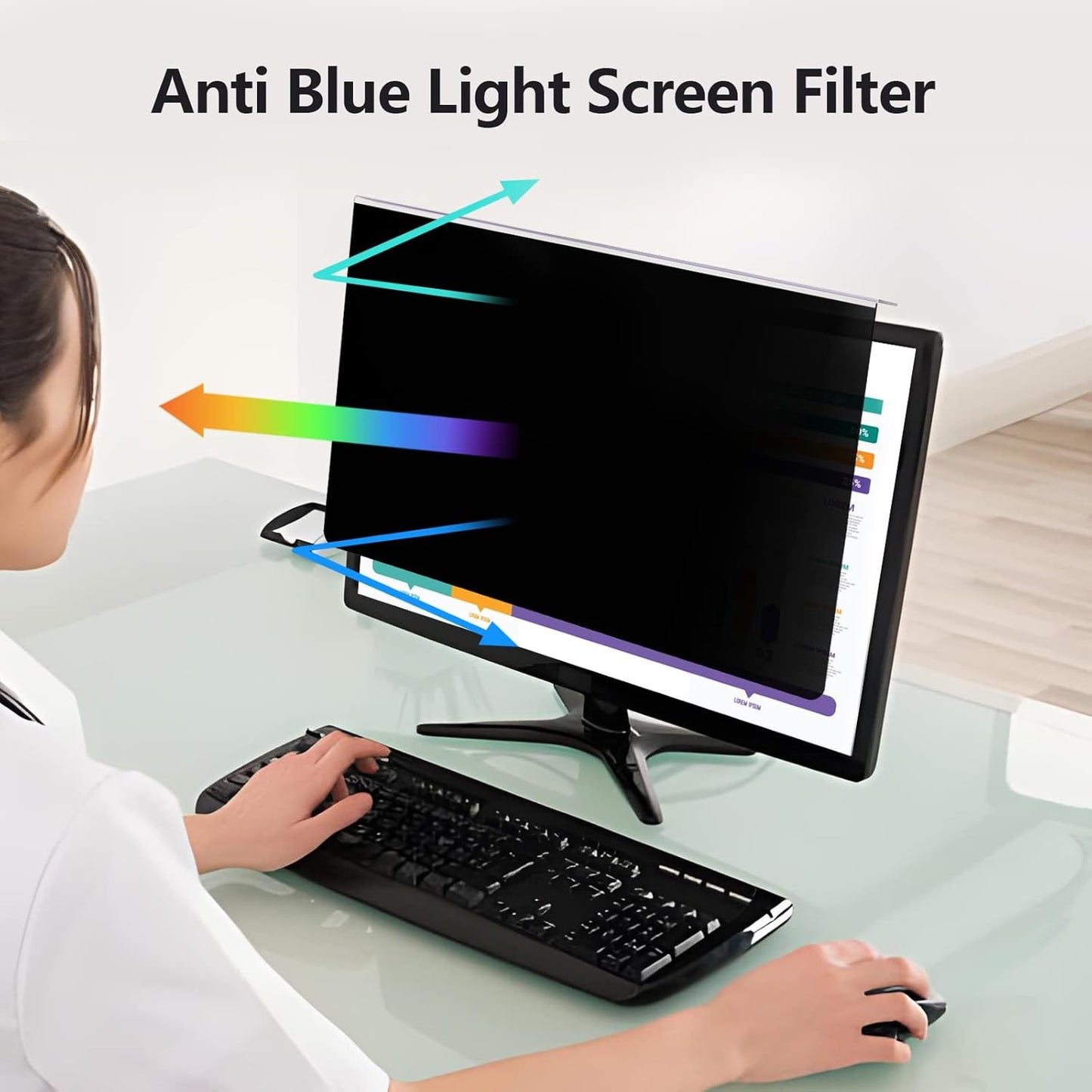 Computer Privacy Screen Protector for 23, 23.6, 23.8 and 24 Inches Monitor Anti Blue Light Filter Hanging Type Anti Scratch Easy Installation Shield for Desktop Computer (24 Inches)