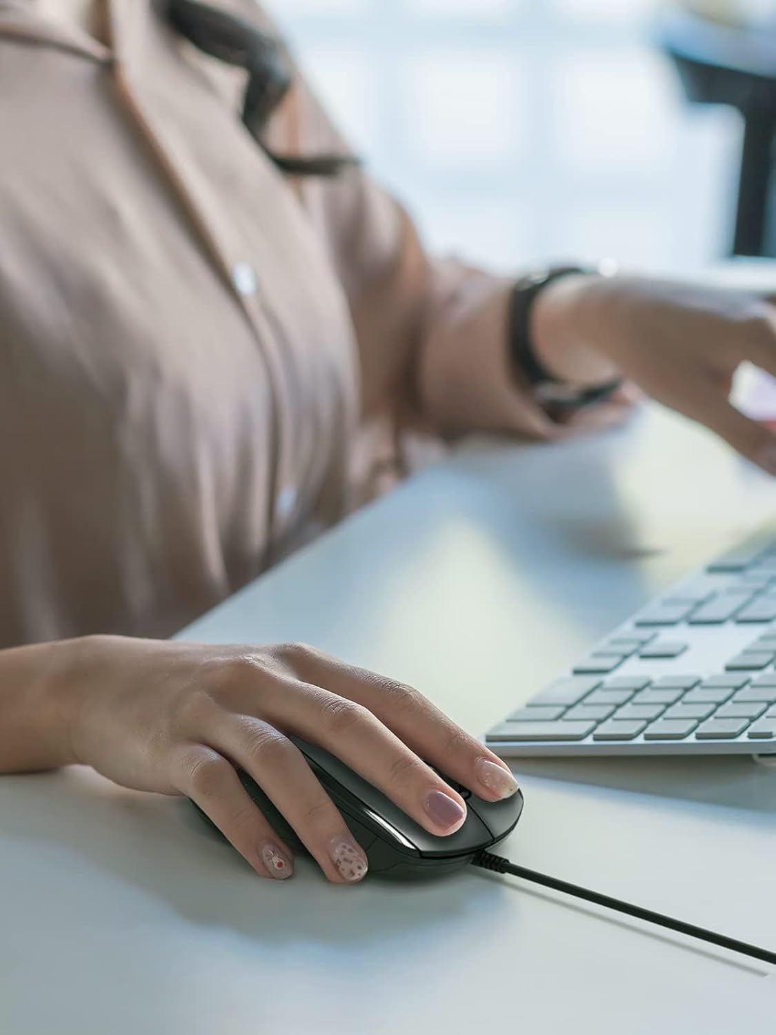 TECKNET Computer Wired Mouse, USB Mice for Laptop with 6-Button, 3600DPI Optical PC Wired Mouse, Home and Office 5FT USB-A Corded Comfortable Mice, Plug & Play, NO Battery Required-Grey