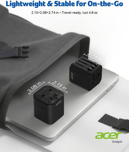 Acer European Travel Plug Adapter，Universal Travel Adapter, International Power Adapter for USA to Europe UK France Germany Spain Ireland Australia (Type C/G/A/I),Black