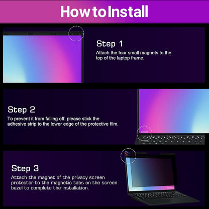 PYS Magnetic Laptop Privacy Screen 16 Inch 16:10 Ratio - Computer Monitor Screen Privacy Shield, Anti-Glare Blue Light Filter, Detachable Privacy Screen Protector for Lenovo, Hp Envy, Dell