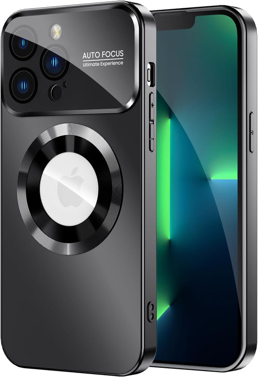 Magnetic for iPhone 13 Pro Max Case, Compatible with MagSafe, Built-in Camera Lens Protector, Logo View, Military Grade Drop Proof Phone Case Cover, Black