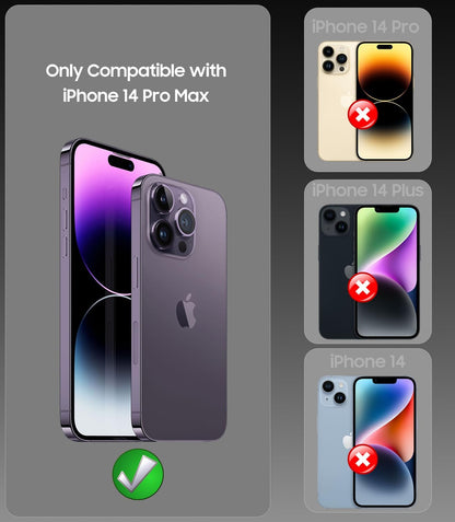 Magnetic for iPhone 14 Pro Max Case, Compatible with MagSafe, Built-in Camera Lens Protector, Logo View, Military Grade Drop Proof Phone Case Cover, Black