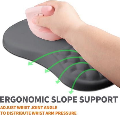 Ergonomic Joint Wrist Support Mouse Pad with Memory Foam Cushion Massage Bump, Carpal Tunnel Pain Relief Mousepad Slope Design for Wrist Rest, 11.8x7.9 in, DimGray