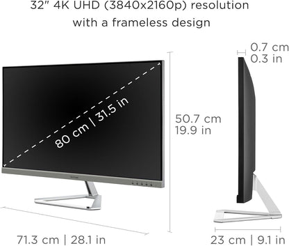 ViewSonic VX3276-4K-MHD 32 Inch 4K UHD Monitor with Ultra-Thin Bezels, HDR10 HDMI and DisplayPort for Home and Office