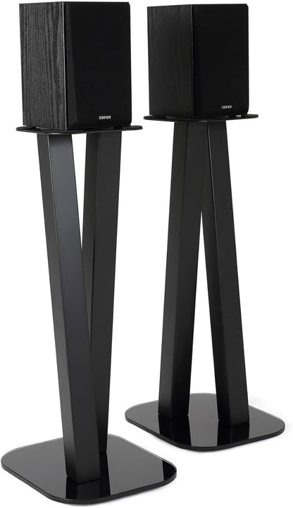 EXIMUS One Pair Fixed Height Universal Speaker Floor Stands - Black - 600 Series