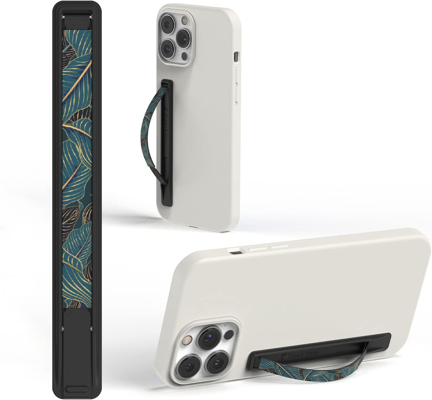 Phone Grip, Ultra Thin Cell Phone Grips Finger Holder Kickstand for Back of Phone, Loopy Case Swappable for Smartphones Wireless Chargers Car Mounts - SleekGrip Essential