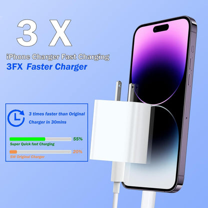 iPhone Fast Charger, [Apple MFi Certified] 2 Pack PD USB C Wall Charger Block Plug with 10FT Extra Long Type C to Lightning Fast Charging Data Sync Cable for iPhone 14 13 12 11 XR X 8 iPad and More