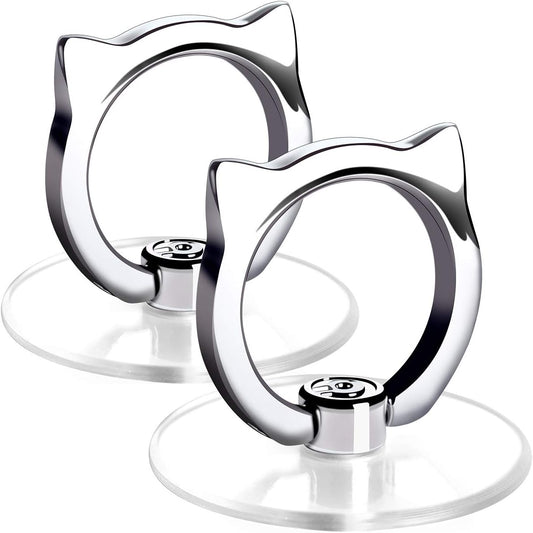 Cat Phone Ring Holder - EI Sonador Clear Cell Phone Ring Holder Transparent Stand Finger Grip (2 Silver Cat)