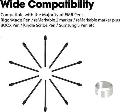 Marker Pen Tips for Remarkable 2 Pen nips 10 Pcs with Removal Tool, Durable Stylus Pen Replacement Nibs Marker Pen fit Samsung, Boox PenNote Air2 Plus