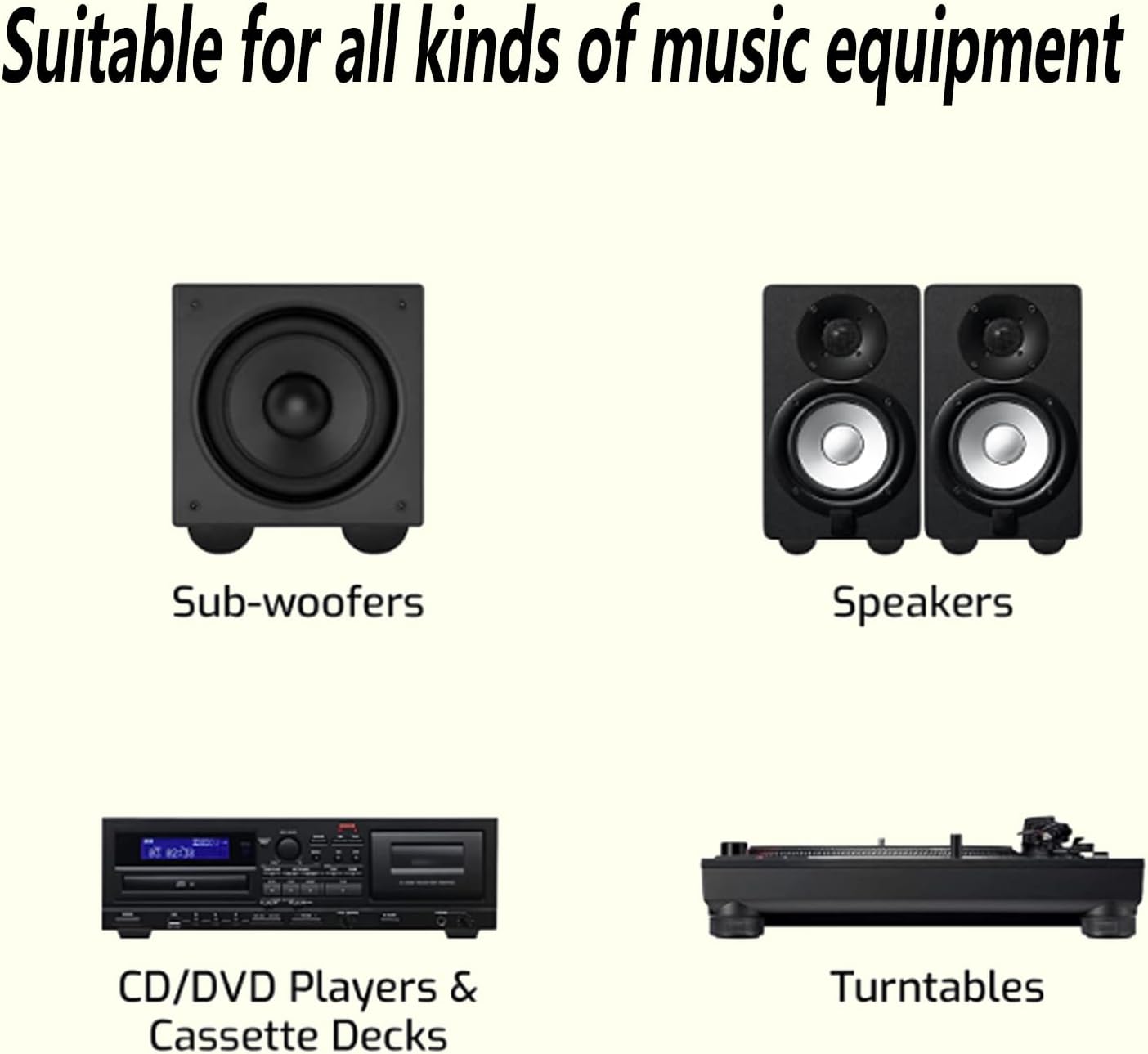 Preffair Audiophile Speaker Isolation Spikes Aluminum Record Player Shock Absorber Speaker Floor Protector Mat Adjustable Subwoofer Anti Vibration Pads Non-Slip LP Vinyl Record Player Base