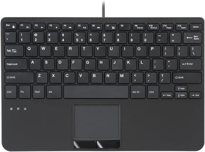 Perixx PERIBOARD-525 US, Wired Mini USB Keyboard with Touchpad - X Type Scissor Keys - 11.18x7.17x1.1 Inches - Build-in 2 USB Hubs - US English